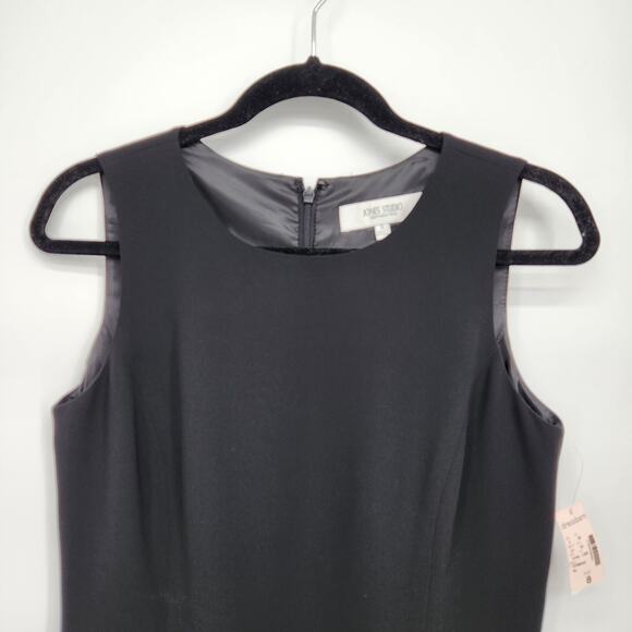 NWT Jones Studio Black Sleeveless Belted Straight Pencil Dress Women's 8 - Picture 8 of 10